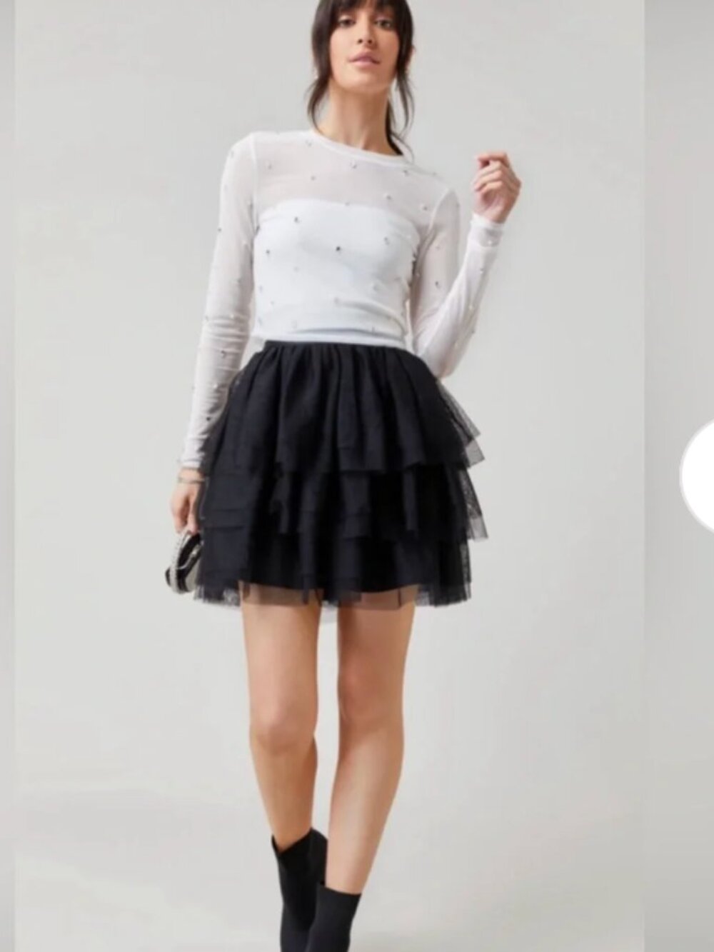 Black Tule Multi Tiered Mini SKirt
